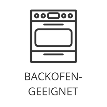 Backofenfest für den Einsatz in jedem Ofen bis zu einer bestimmten Temperatur Symbol für Backofenfestigkeit