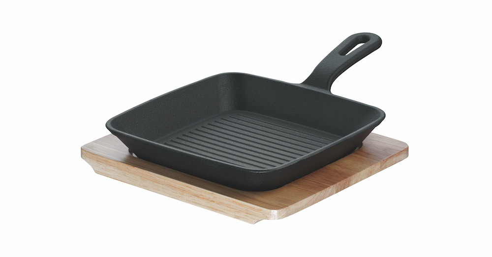  Mini-Grillpfanne 19 cm Rustika schwarz mit Servierbrett