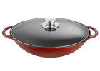 Wok 36 cm Rustika mit Deckel & Ablagegitter, rot