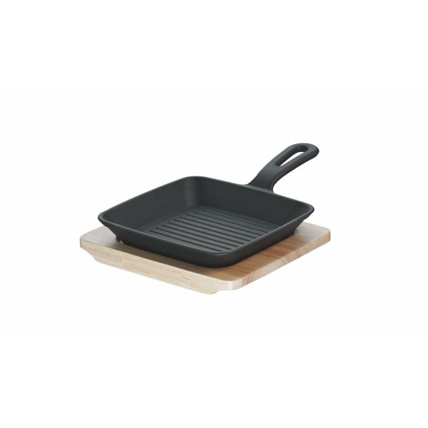 Hauptbild:  Mini-Grillpfanne 15 cm Rustika schwarz mit Servierbrett