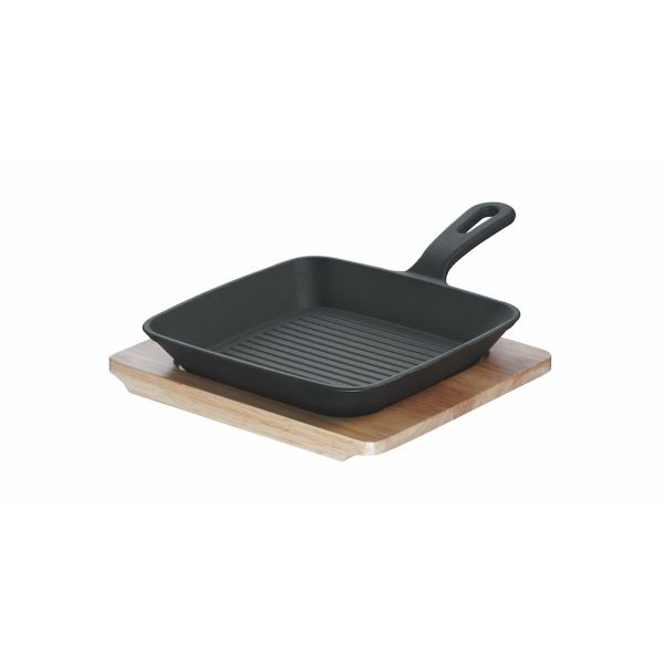 Hauptbild:  Mini-Grillpfanne 19 cm Rustika schwarz mit Servierbrett